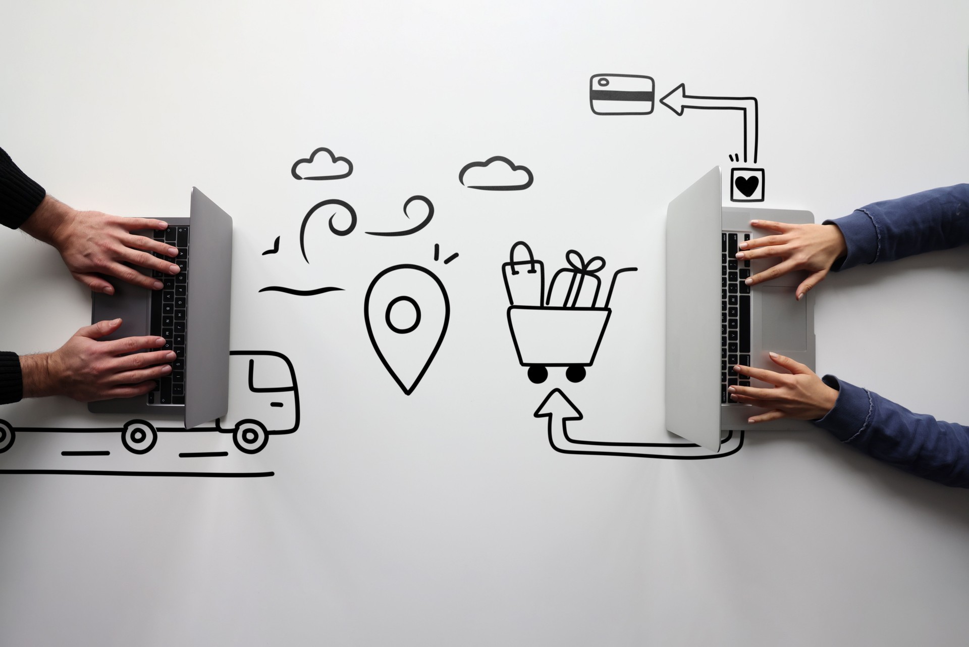 The concept of online shopping and delivery.